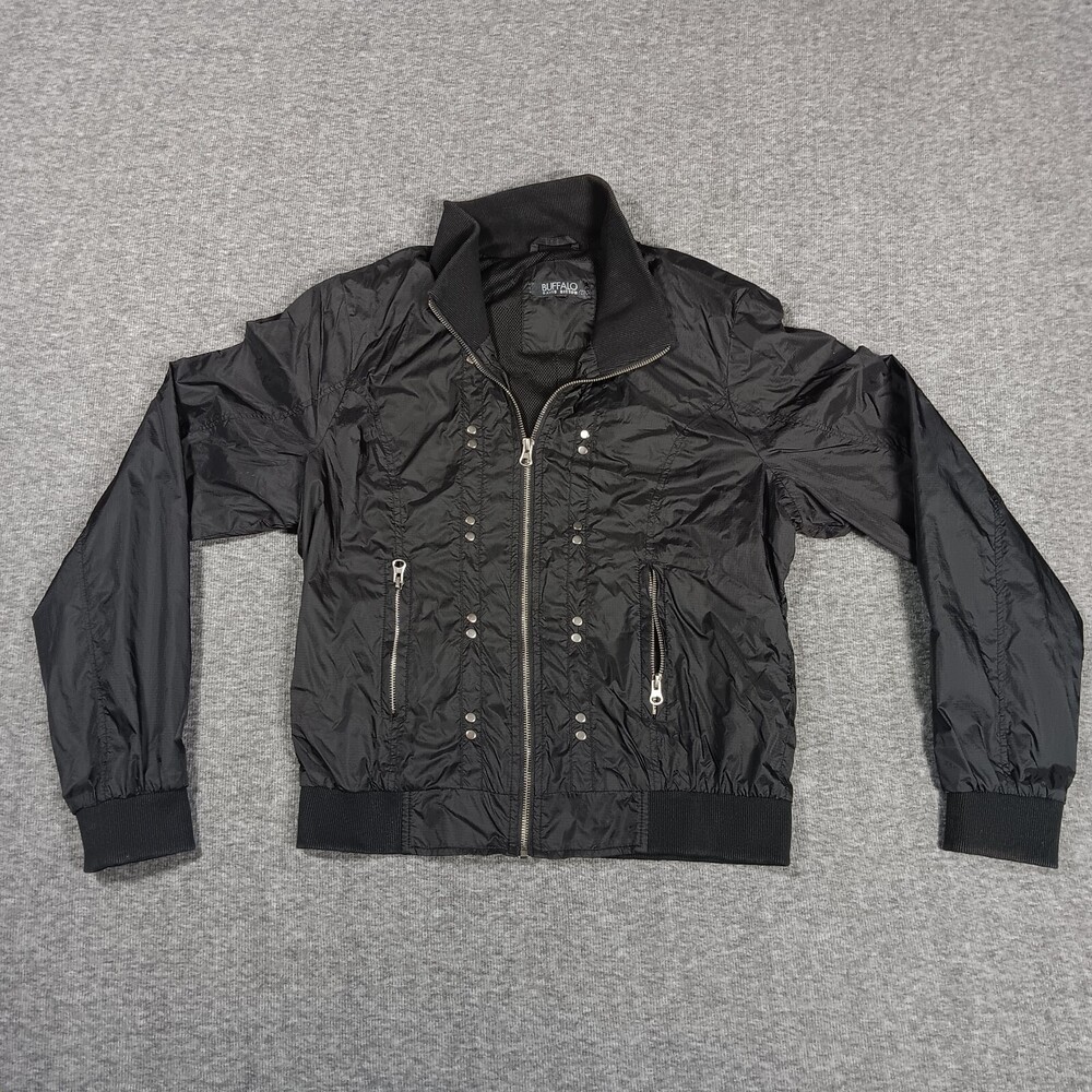 Buffalo David Bitton Jacket Womenâs XL Black Bomber Nylon Lightweight Zip